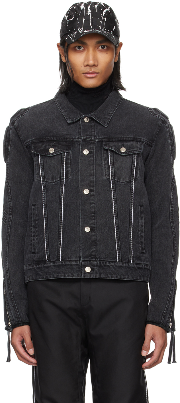 Kanghyuk Black Lock Stitched Denim Jacket