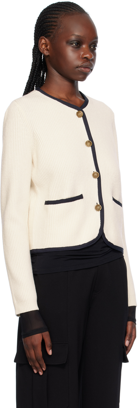 Rag & Bone Nancy Grosgrain-trim Cardigan In Ivory