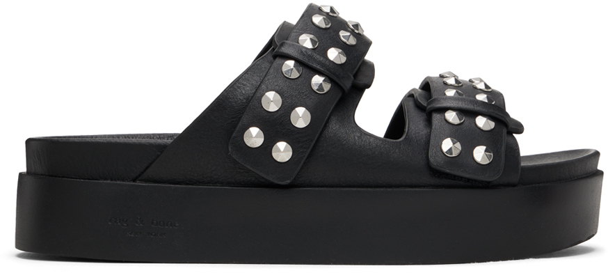 Shop Rag & Bone Black Geo Stud Platform Sandal In Blk