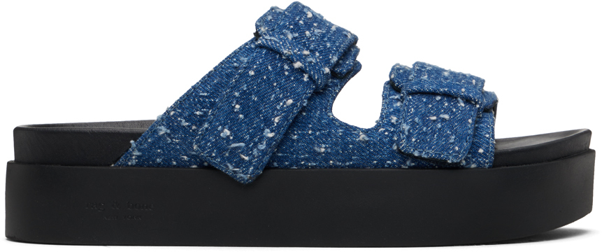 Shop Rag & Bone Blue Geo Platform Sandals In Midtweed