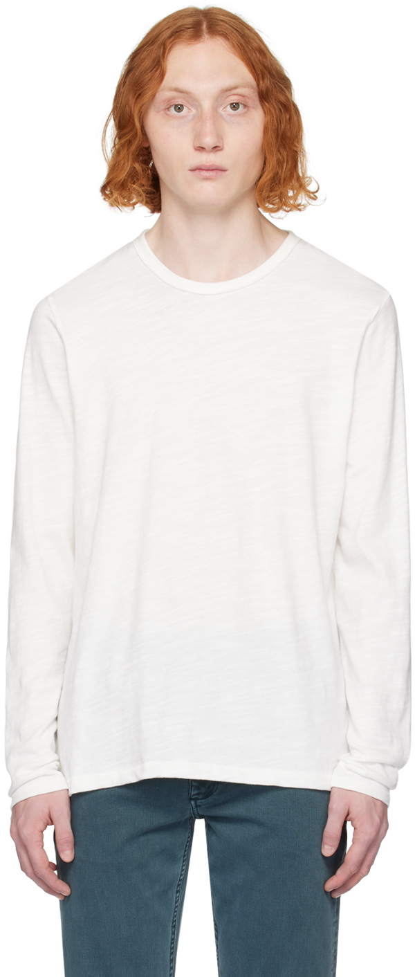 Shop Rag & Bone White Classic Flame Long Sleeve T-shirt In Wht