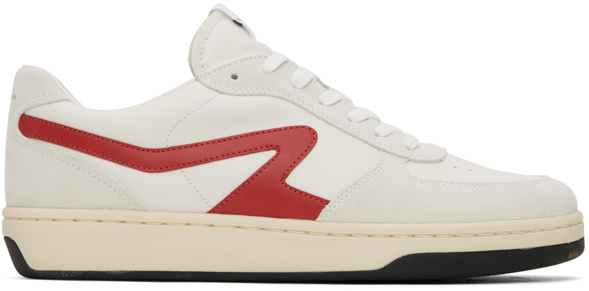 Shop Rag & Bone Off-white & Red Retro Court Sneakers In Offwht/red