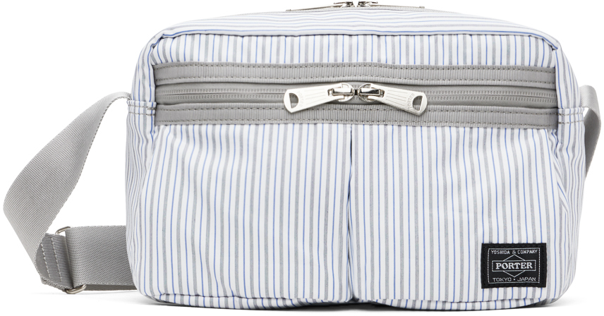 Shop Comme Des Garçons Homme Deux White Porter Edition Check 3-layer Messenger Bag In 2 White