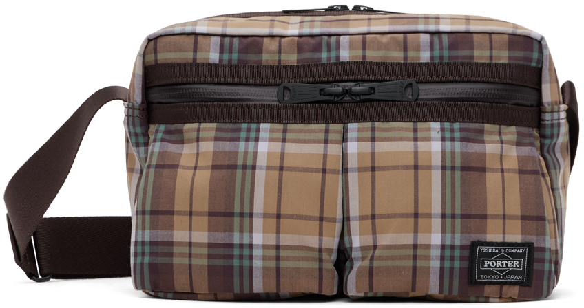 Shop Comme Des Garçons Homme Deux Brown Porter Edition Check 3-layer Messenger Bag In 1 Brown