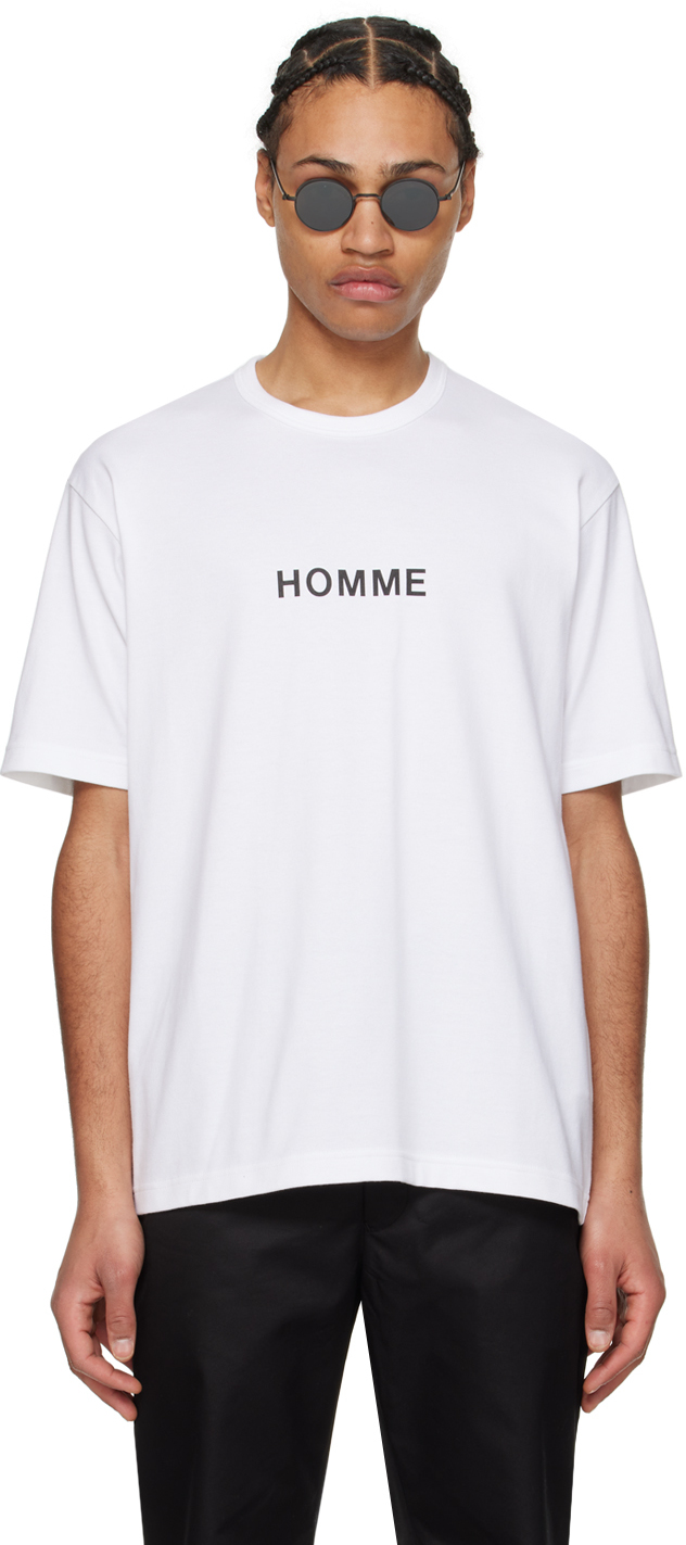Shop Comme Des Garçons Homme Deux White Printed T-shirt In 3 White