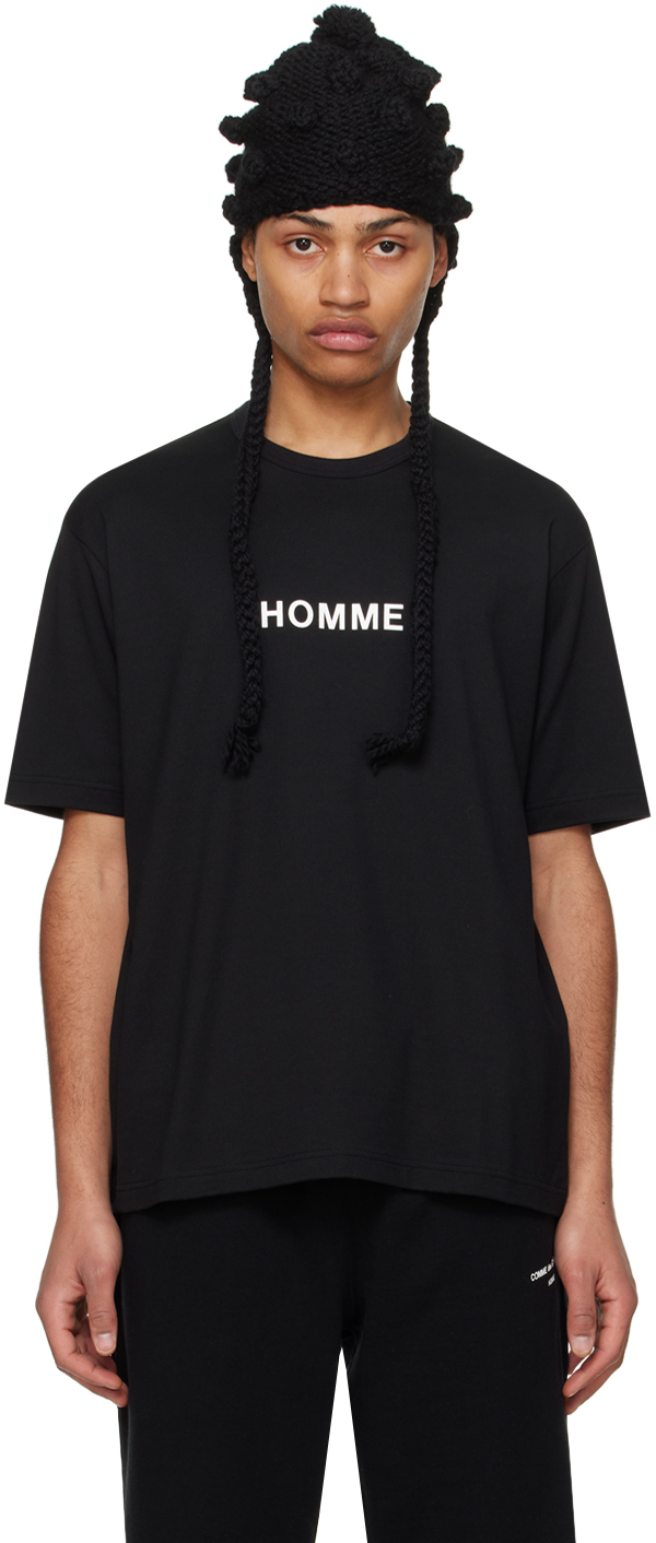 Shop Comme Des Garçons Homme Deux Black Printed T-shirt In 1 Black