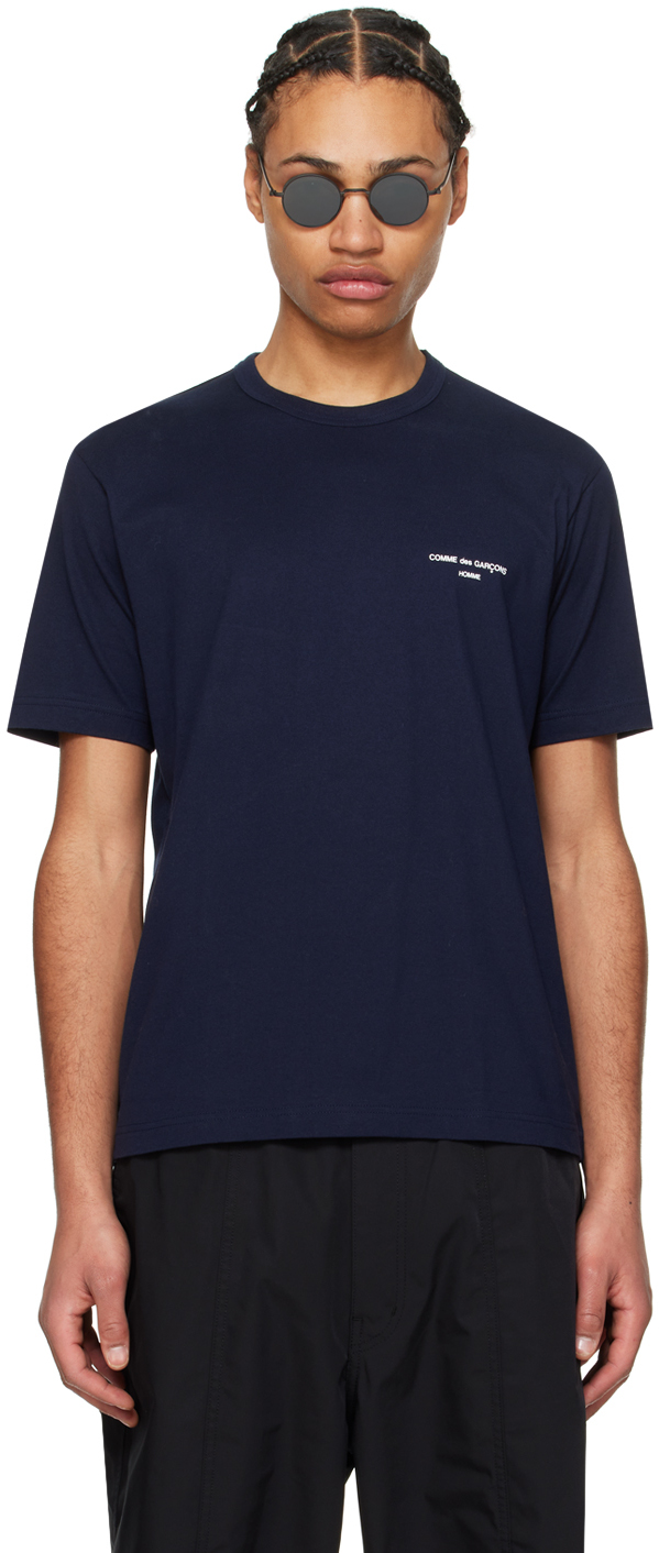 Shop Comme Des Garçons Homme Deux Navy Printed T-shirt In 2 Navy