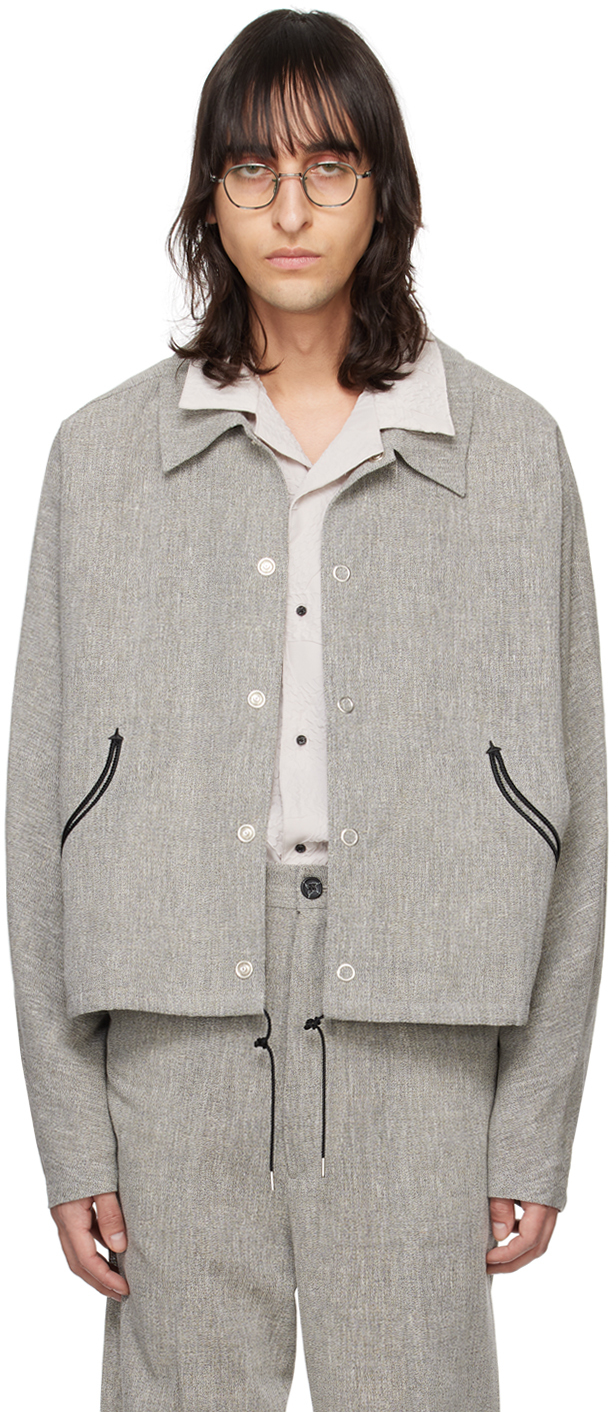 Shop Kozaburo Gray Coach Jacket In Grey