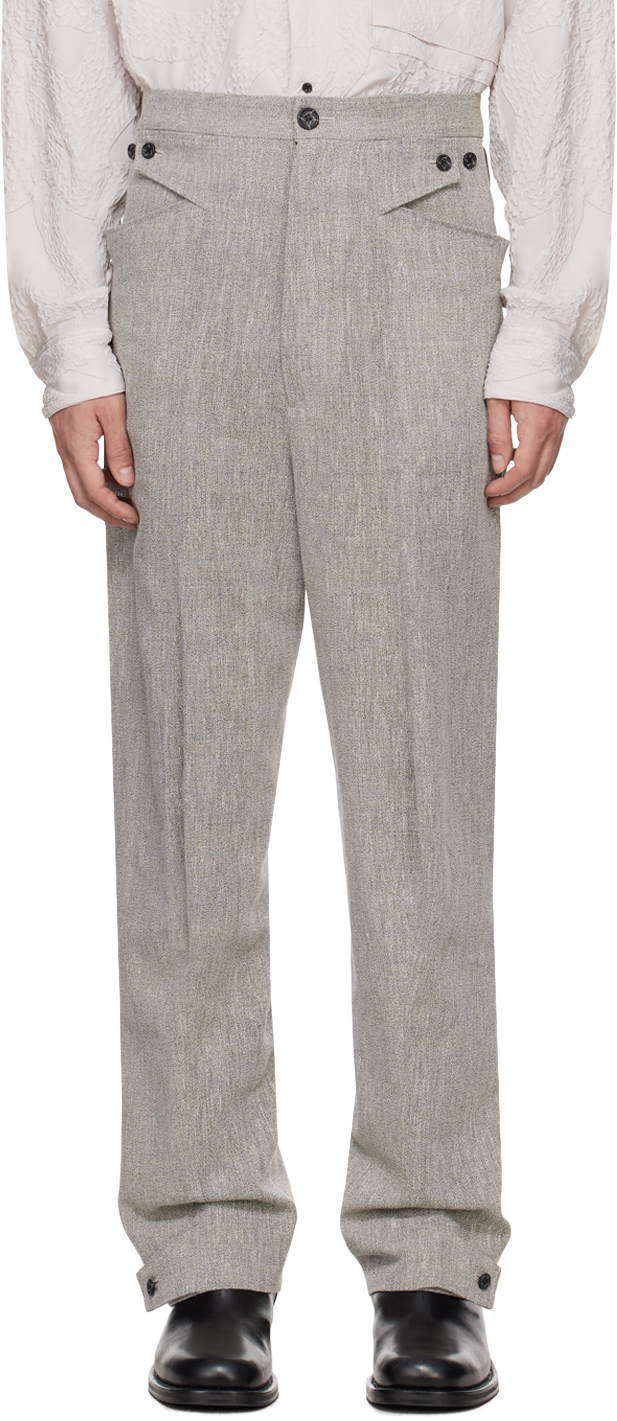 Shop Kozaburo Gray Z Trousers In Grey