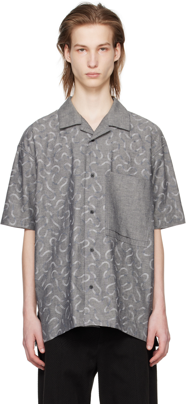 KOZABURO: Black Embroidered Shirt | SSENSE Canada