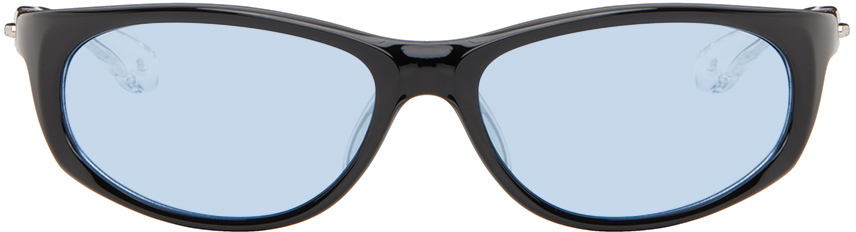 Shop Bonnie Clyde Black Darling Sunglasses In Black/blue