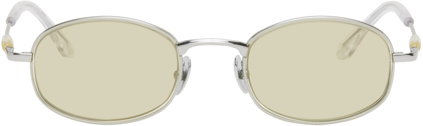 Shop Bonnie Clyde Silver Bicycle Sunglasses In Yellow/olive