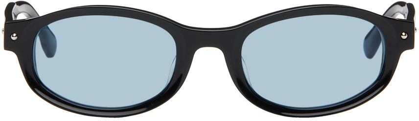 Bonnie Clyde Ssense Exclusive Black Rollercoaster Sunglasses In Black/blue