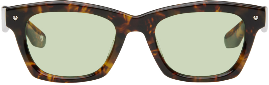 Bonnie Clyde Brown Room Service Sunglasses In Tortoise & Green
