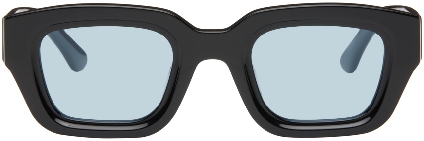 Shop Bonnie Clyde Black Karate Sunglasses In Black/blue