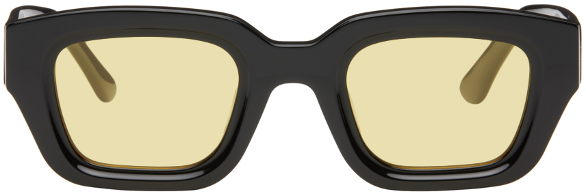 Bonnie Clyde Black Karate Sunglasses In Black/yellow