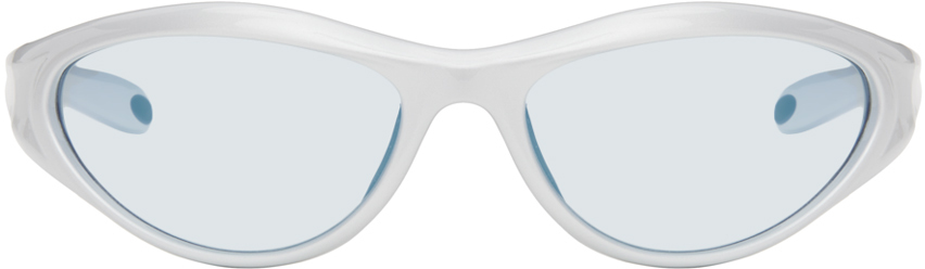 Bonnie Clyde Silver Angel Sunglasses In Silver/blue