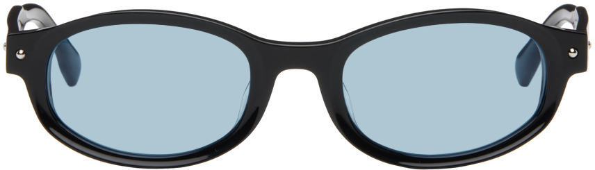 Bonnie Clyde Ssense Exclusive Black Rollercoaster Sunglasses In Black/blue