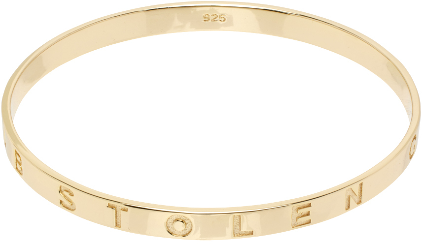 Shop Stolen Girlfriends Club Gold Stolen Bangle Bracelet In 18k Gold Plated