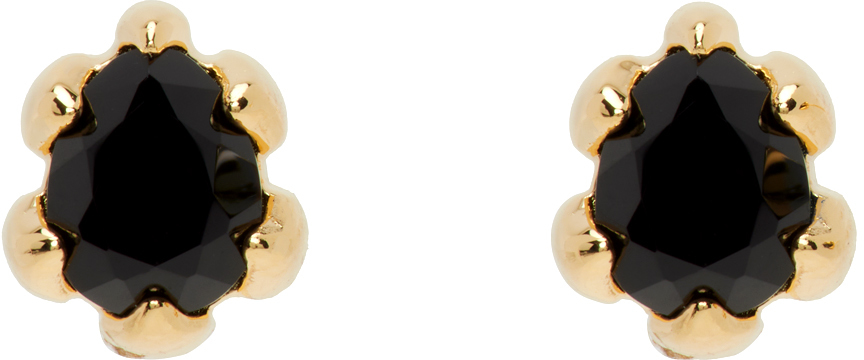 Gold Micro Onyx Stud Earrings