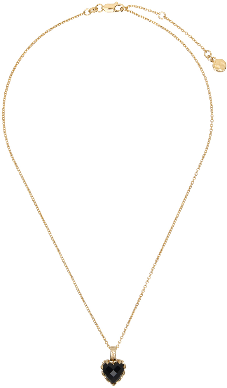 Shop Stolen Girlfriends Club Gold Love Claw Necklace In 18k Gold Plated Onyx