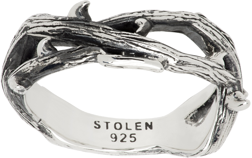 Stolen Girlfriends Club Silver Twisted Thorn Band Ring In Sterling Silver