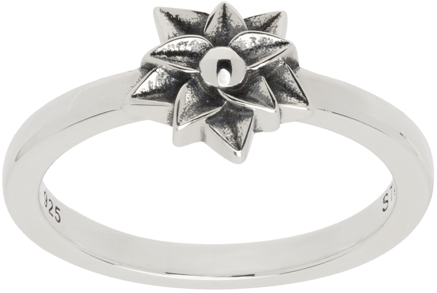 Shop Stolen Girlfriends Club Silver Mini Bloom Ring In Sterling Silver