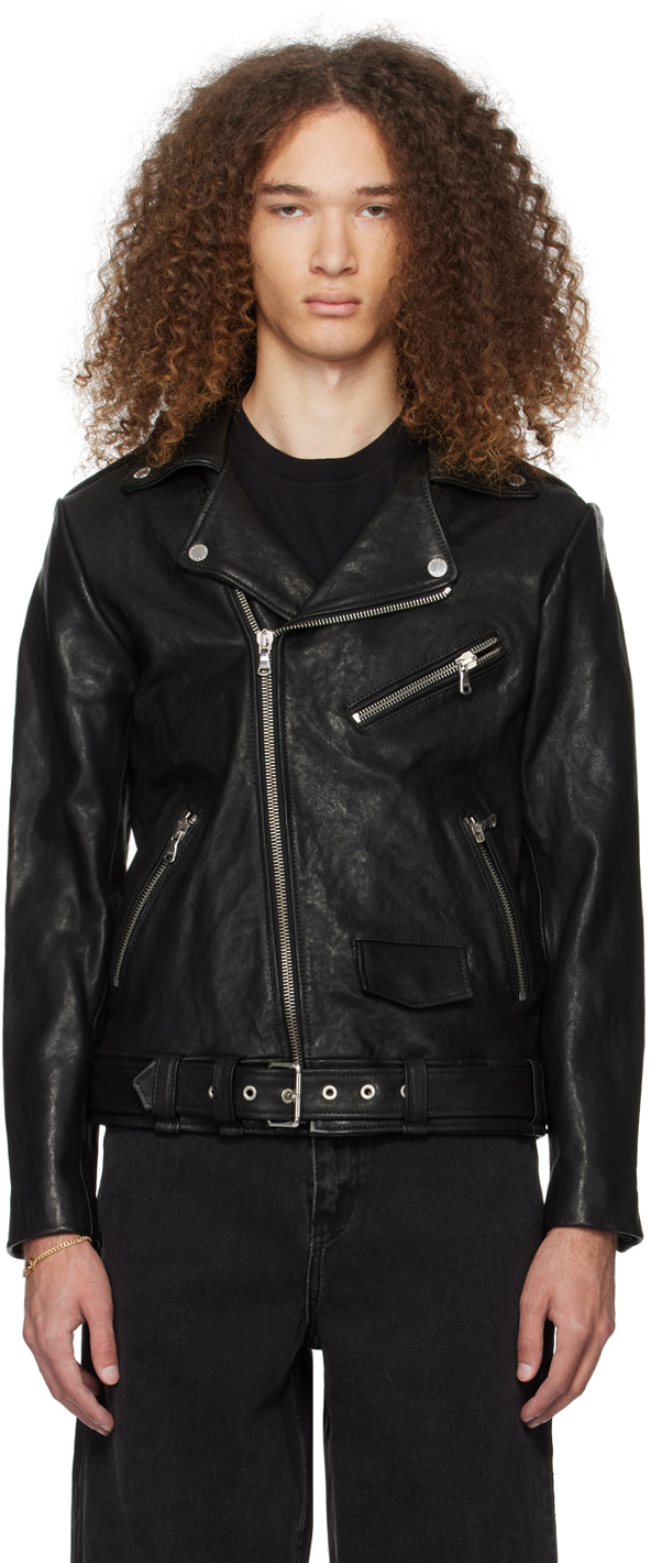 Black Joey Leather Biker Jacket