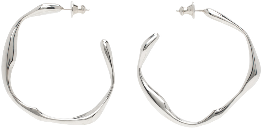 Faris Silver Onda Hoop Medium Earrings In Sterling Silver