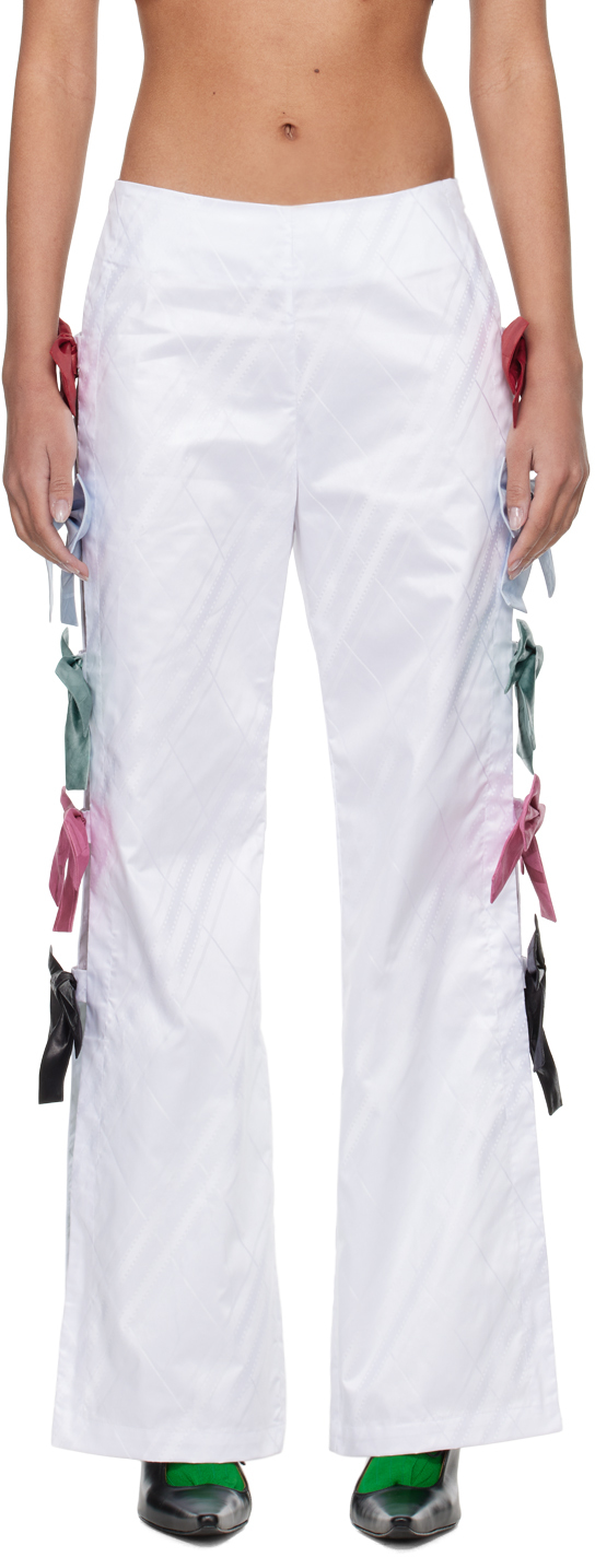 Shop Super Yaya White Sofia Trousers In White/multi