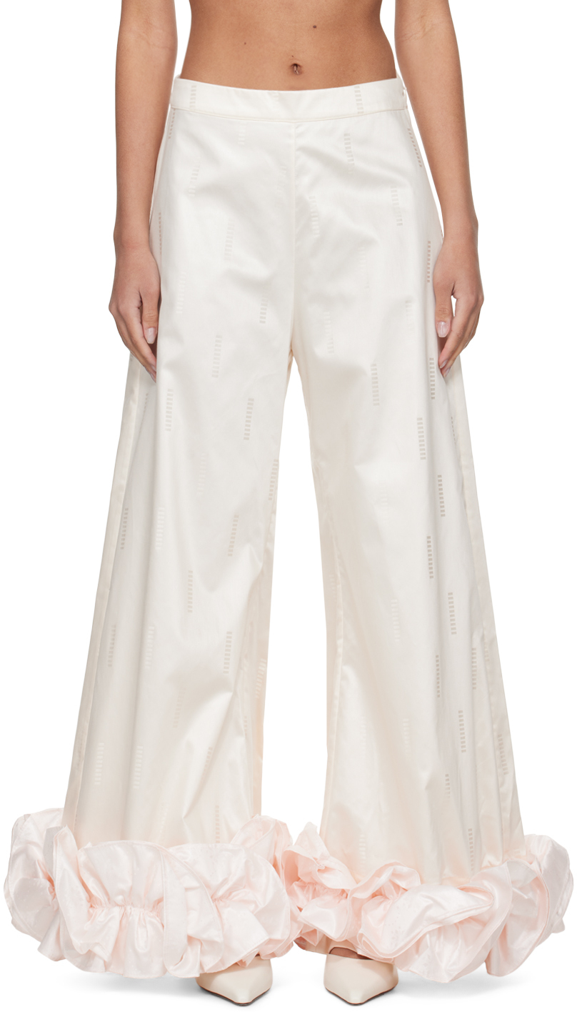 Shop Super Yaya Off-white & Pink Nayla Trousers In Ivory/light Pink