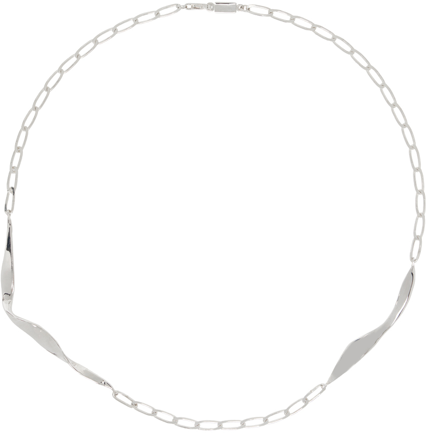 Faris Silver Blade Necklace In Metallic