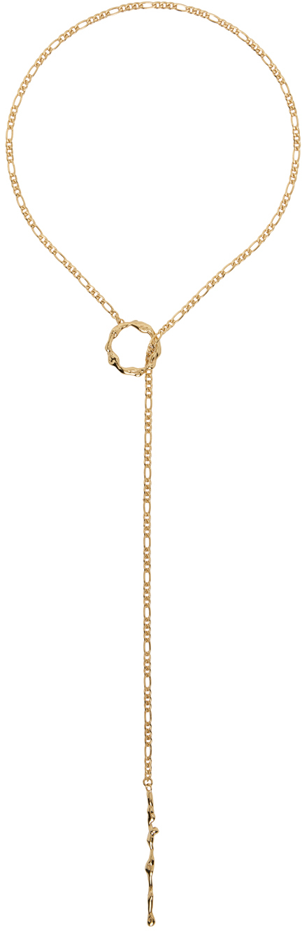 Faris Gold Lava Lariat Necklace In Gold-plated Bronze