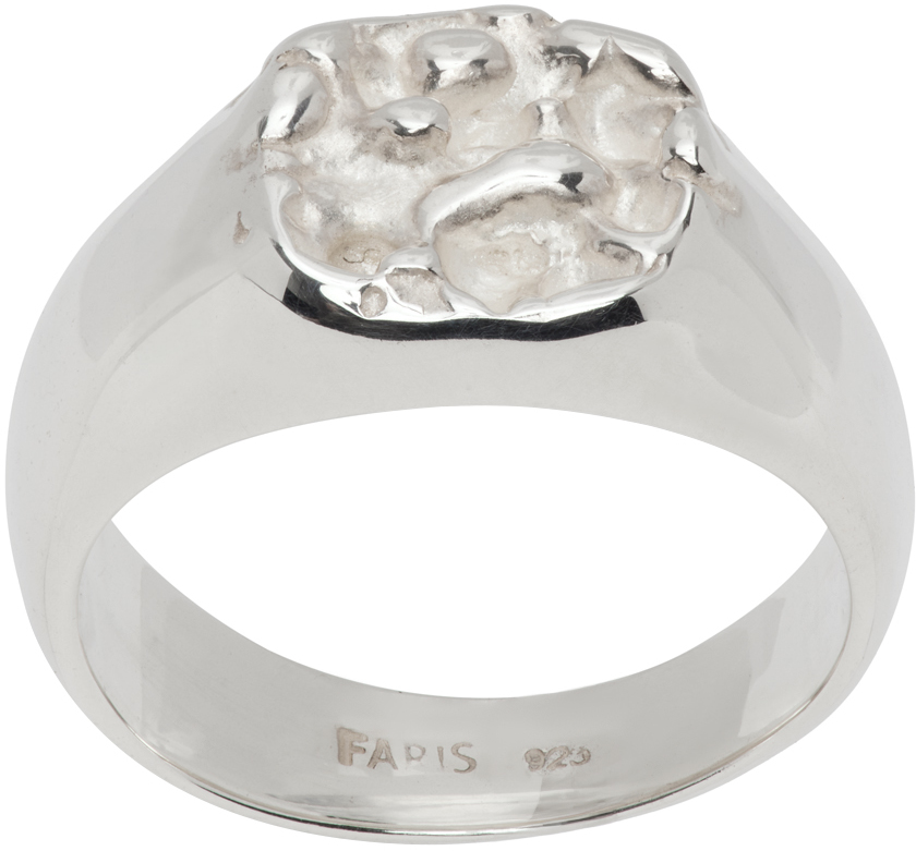 Faris Silver Roca Crown Signet Ring In Sterling Silver