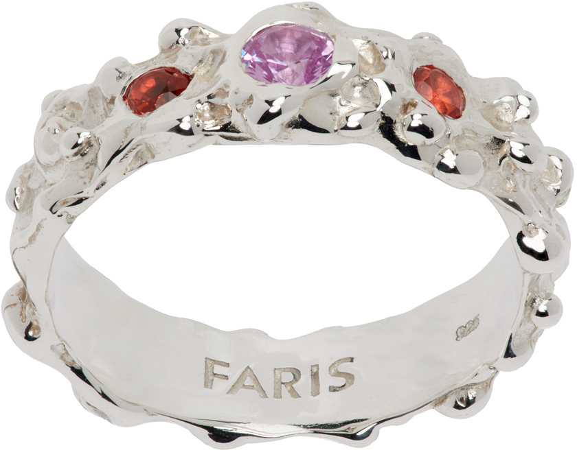 Faris Silver Roca Gem Band Ring In Sterling Silver