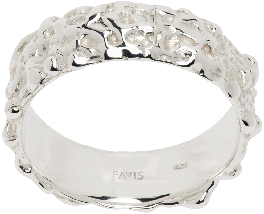 Faris Silver Roca Slim Band Ring In Sterling Silver