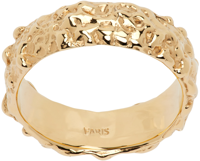 Faris Gold Roca Slim Band Ring In Gold-plated Bronze