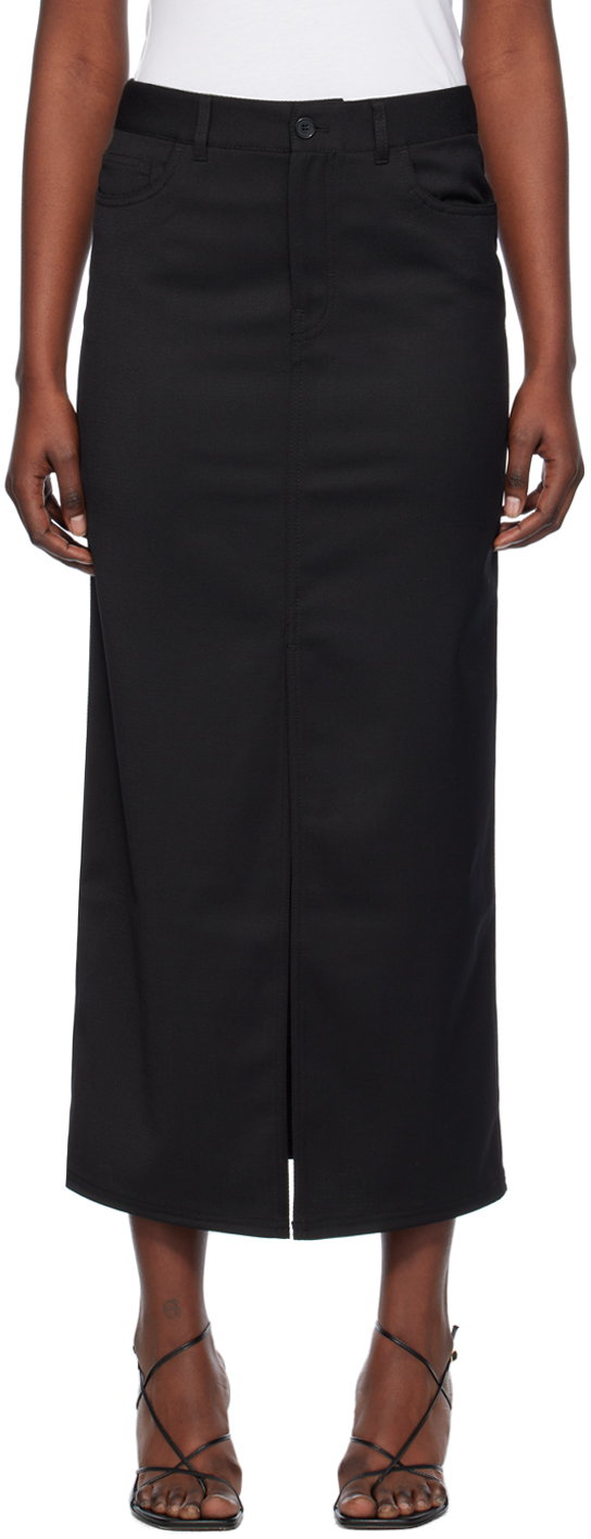 Black Five-Pocket Maxi Skirt