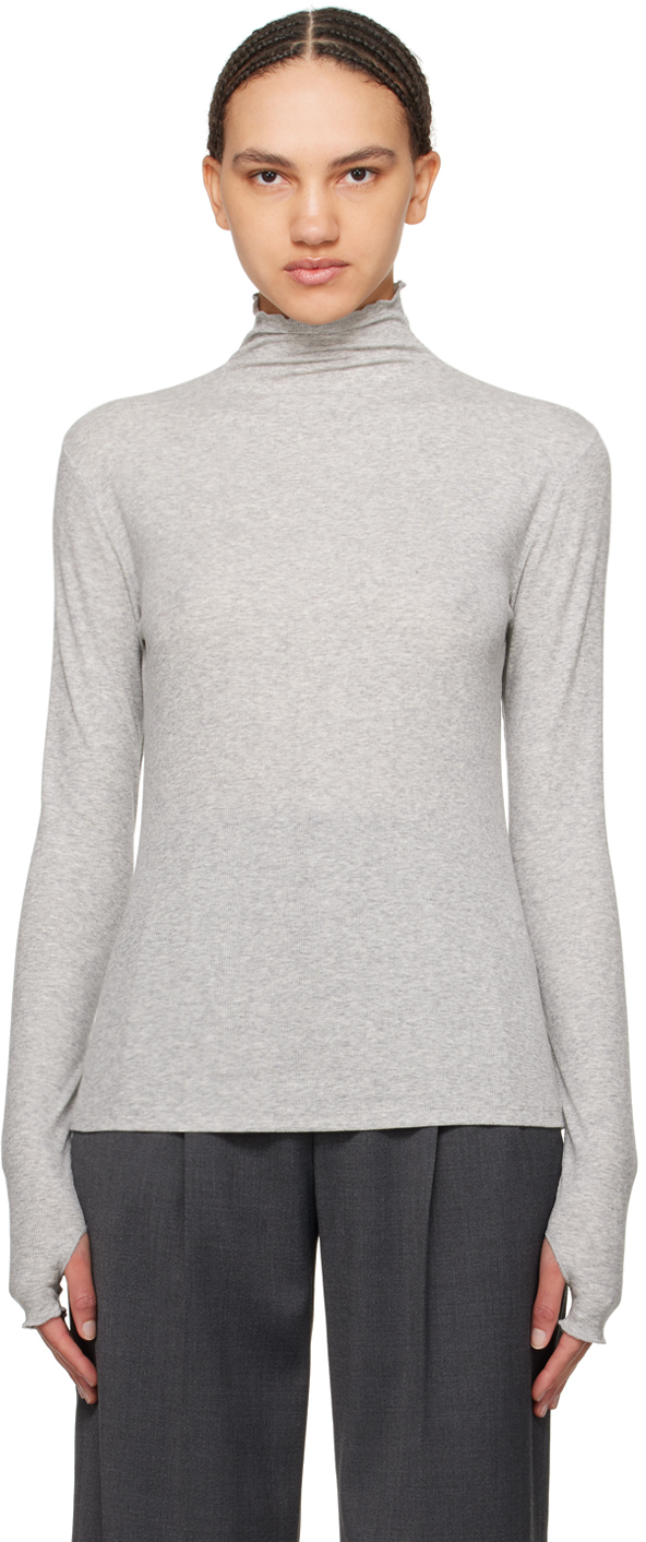 Filippa K Gray Mock Neck Sweater In Grey