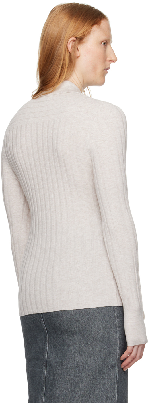 Filippa K Off-white Spread Collar Cardigan In 9983 Light Taupe Mel