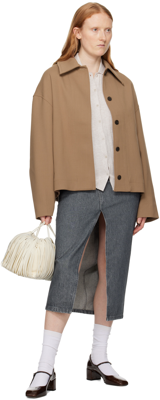 Filippa K Off-white Spread Collar Cardigan In 9983 Light Taupe Mel