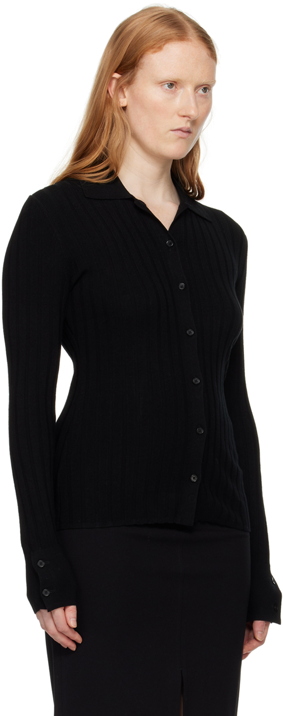 Filippa K Black Spread Collar Cardigan In 1433 Black