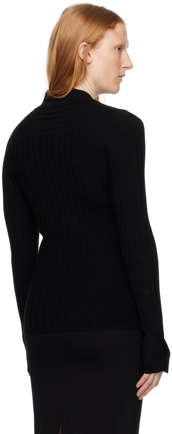 Filippa K Black Spread Collar Cardigan In 1433 Black