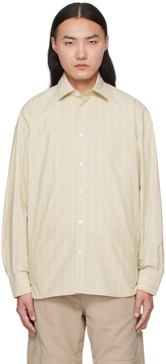 Shop Filippa K Yellow Striped Shirt In Darkyellow/whtstripe