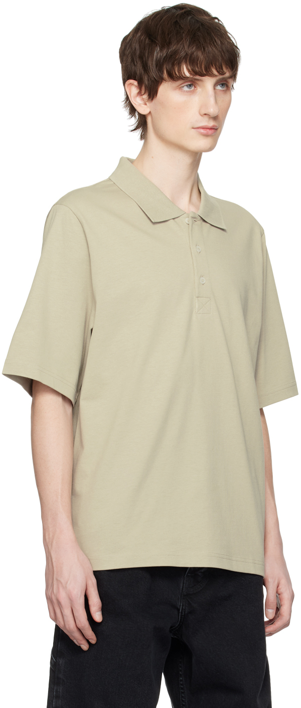 Filippa K Taupe Boxy Polo In Light Sage