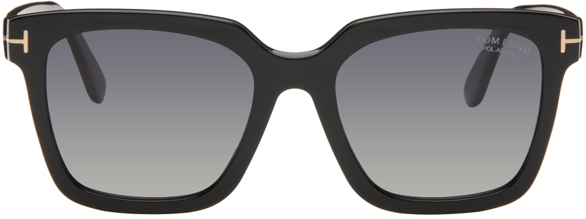 Tom Ford Black Selby Sunglasses In 01d Shiny Black