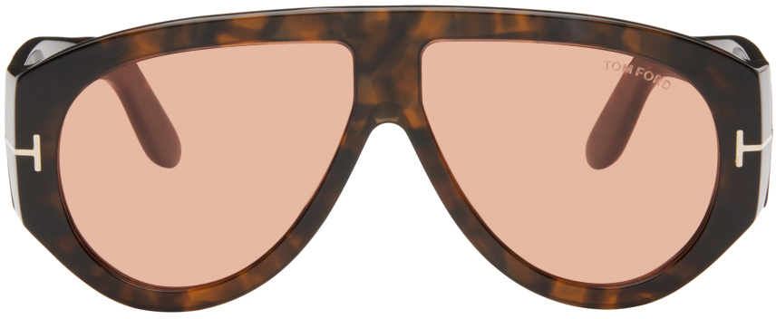 Tom Ford Bronson Aviator Acetate Sunglasses In 52s Shiny Dark Havan