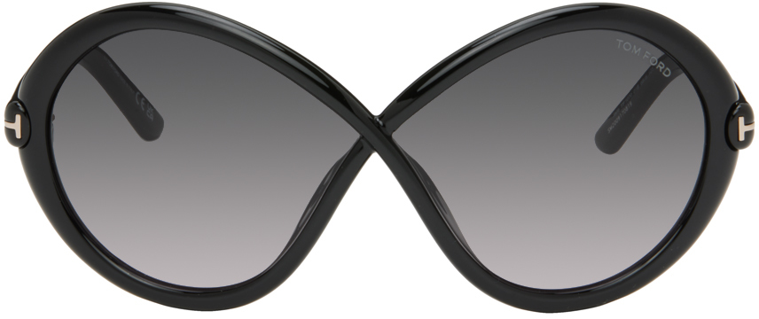 Shop Tom Ford Black Jada Sunglasses In 01b Shiny Black