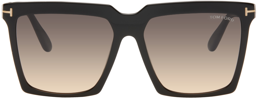 Tom Ford Black Sabrina Sunglasses In 01b Shiny Black / Gr