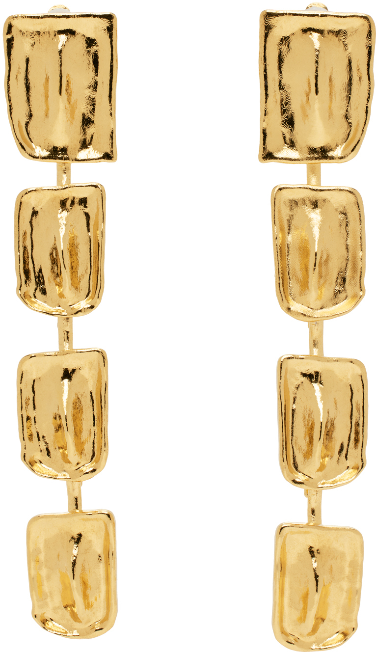 Shop Tom Ford Gold Croc Earrings In 1y049 Vintage Gold